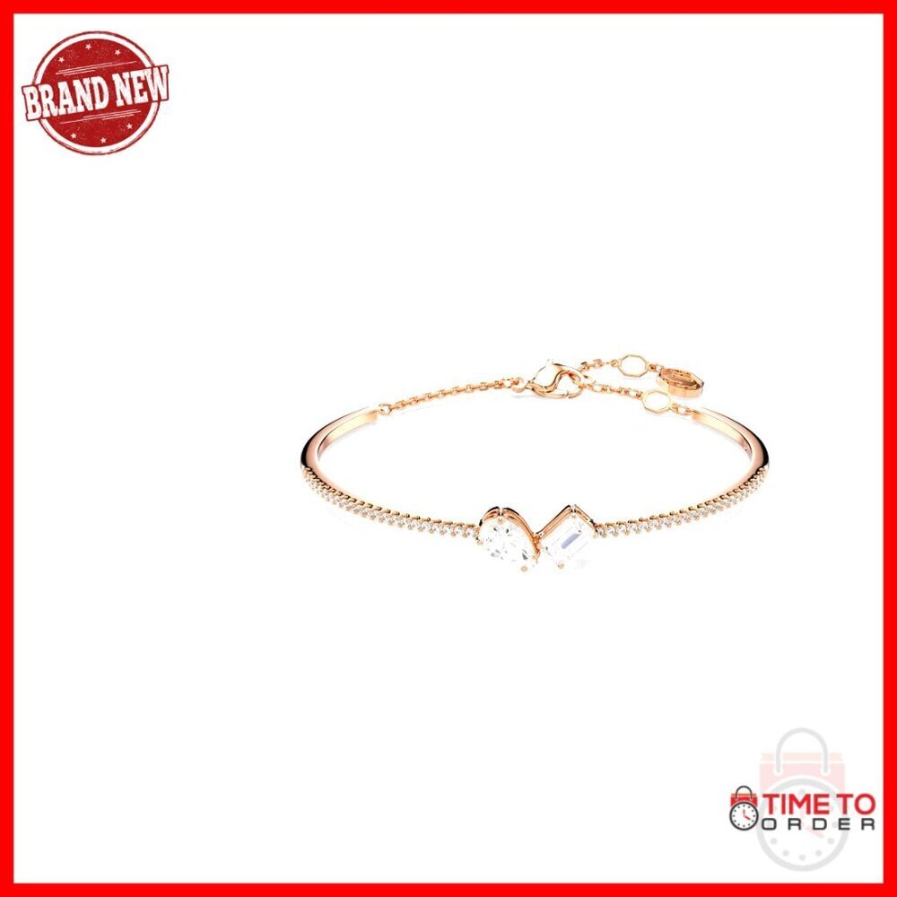 Rose Gold Tone Crystal Bangle Elegant Minimal Chic Evening Party Wear
